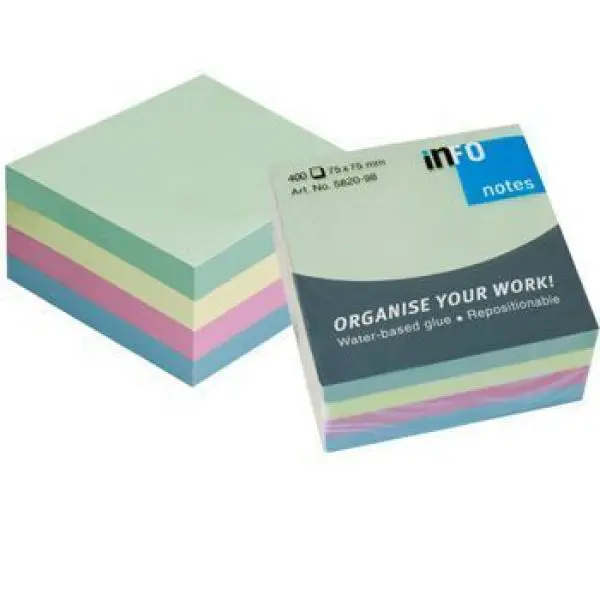 Blocos Aderentes Info Notes Cubo C/4 Cores Pastel 75x75 - 400fl