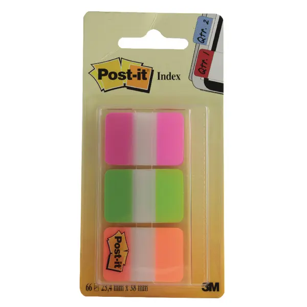 Blocos Post It 686-PGO Index Rigido 1" 25.4mmx38mm C/3cor x 22