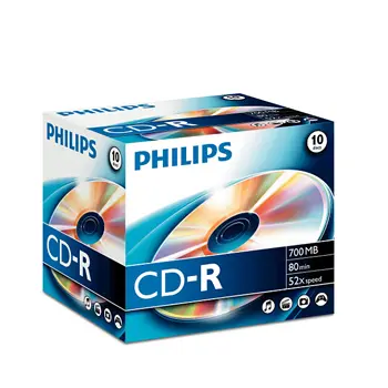 CD GRAVAVEL PHILIPS CR7D5NJ10 - 700MB 80MIN 52x CAIXA JEWEL PACK10
