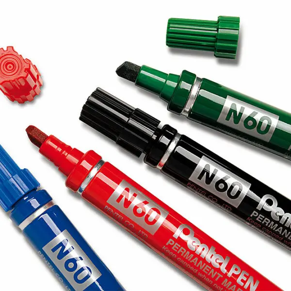 Marcadores Pentel Pen N60 - Permanente Ponta Biselada Caixa 12