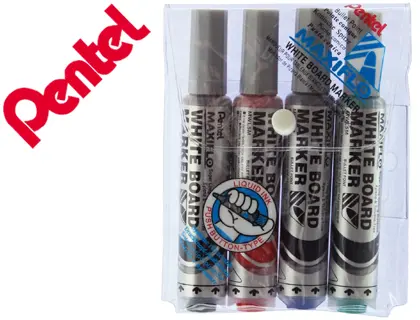MARCADORES PENTEL MWL5M-4 MAXIFLO QUADRO BRANCO BOLSA C/4 CORES 45196