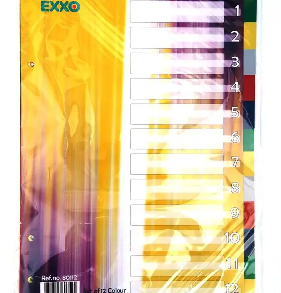 SEPARADORES PLASTICO A4 C/12 - COR HFP EXXO 80112