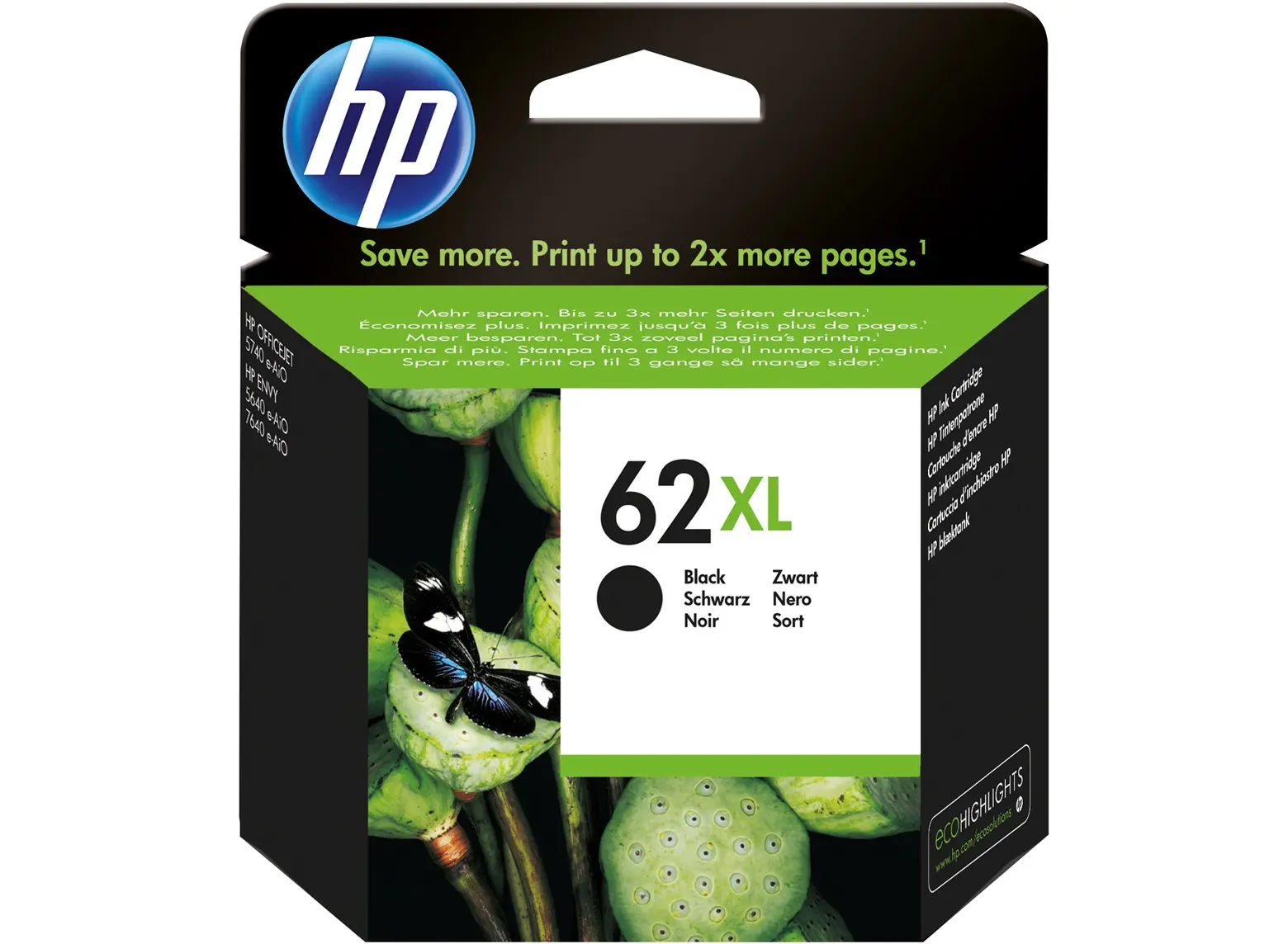 TINTEIROS HP C2P05A - Nº62XL PRETO 600pg