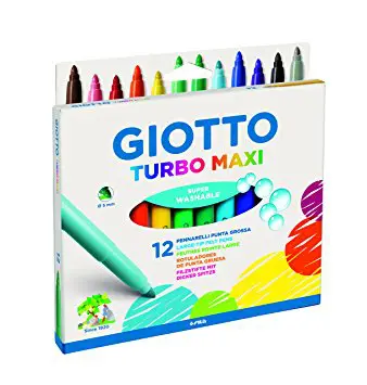 MARCADORES FELTRO GIOTTO TURBO MAXI - CRT C/12 CORES - GROSSOS 454000