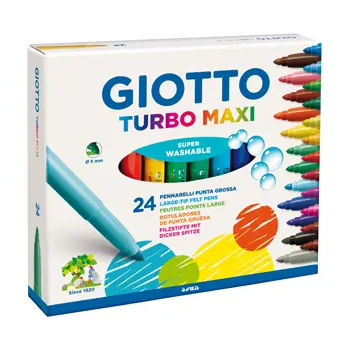 MARCADORES FELTRO GIOTTO TURBO MAXI - C/24 CORES - GROSSOS 455000