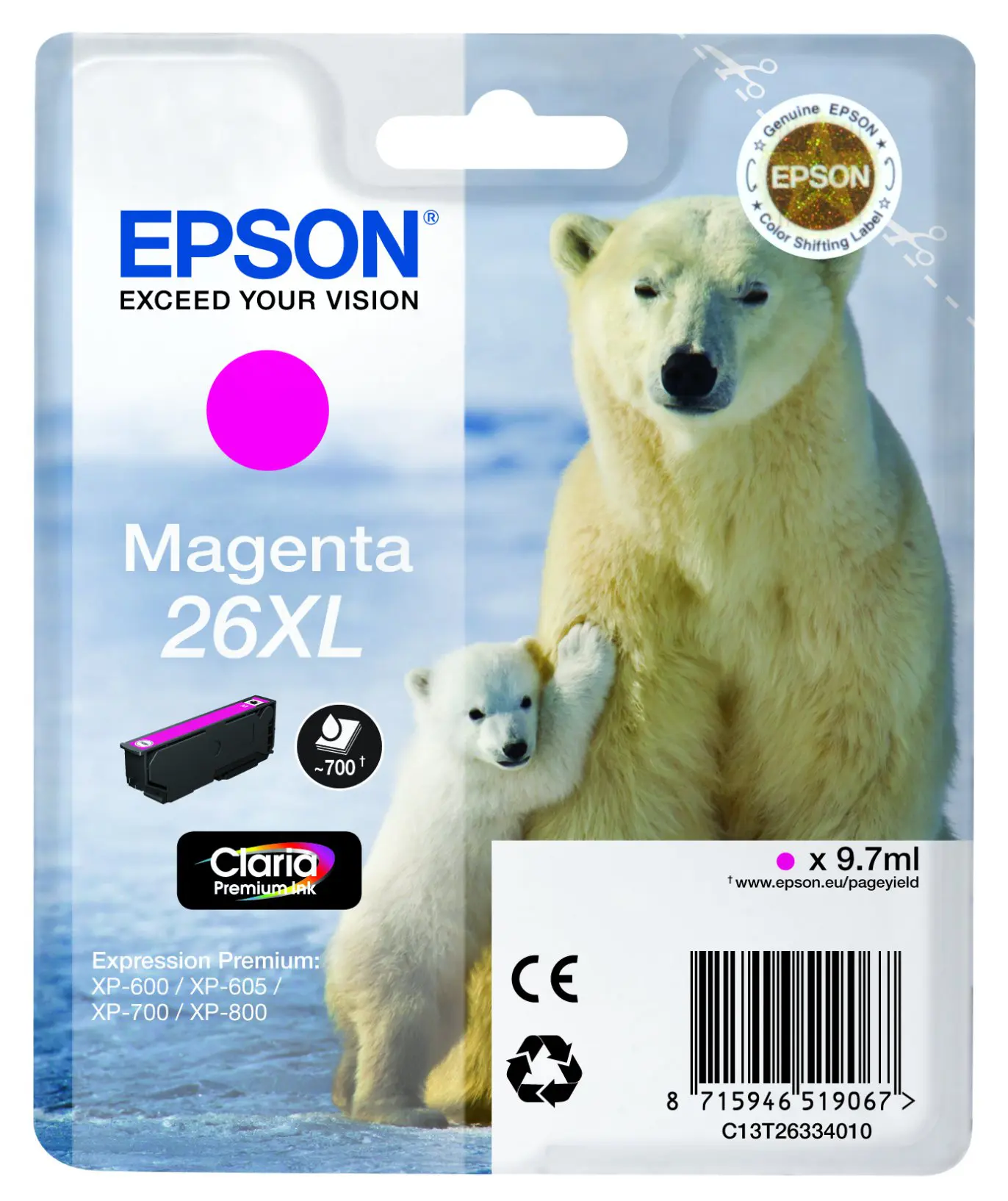 TINTEIROS EPSON T2633 4010 - Nº26XL MAGENTA