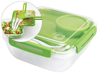 CAIXAS ROTHO COM BANDEJA SUPERIOR BOIAO E 3 TALHERES 195X195X91 VERDE 1,7L - 150481