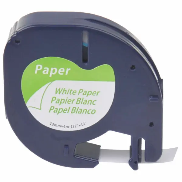 FITAS GRAVAR DYMO LETRATAG 12mmX4m - PAPEL 91200