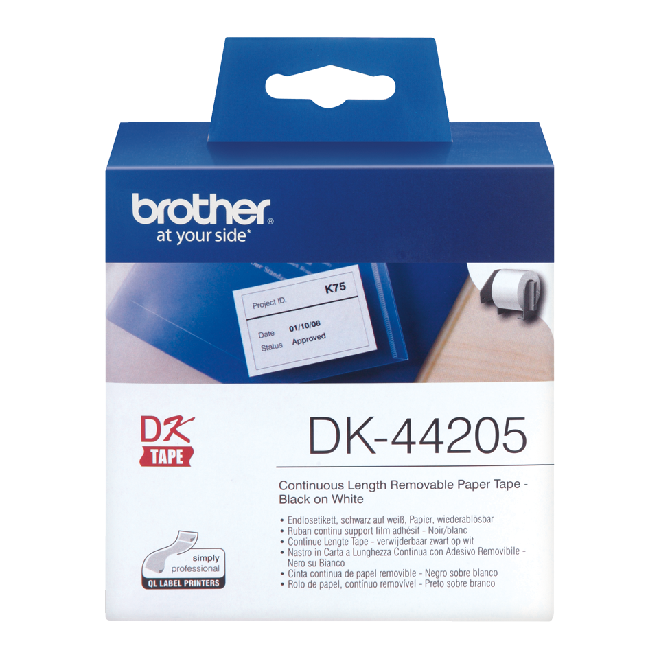 ETIQUETAS BROTHER DK-44205 - PAPEL CONTINUO BRANCO REMOVIVEL 62mmX30,48mt