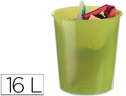 CESTOS PLASTICO PAPEIS KF15260 VERDE CLARO 16L 31X29 - 43535