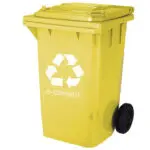 CONTENTOR PLASTICO COM TAMPA 2 RODAS KF16543 AMARELO 100L 72482