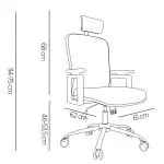 CADEIRAS ESCRITORIO ERGONOMICA ENCOSTO ALTO KF19024 PRETO 156278 - Image 3