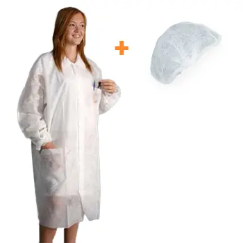 BATA DE PROTEÇÃO + TOUCA BRANCA DESCARTAVÉL