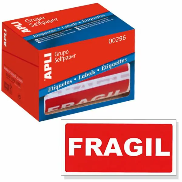 ETIQUETAS ADESIVAS APLI 00296 FRAGIL 50x100mm ROLO C/200 - 71938