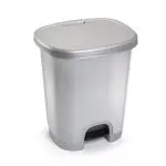 CESTOS PLASTICO COM TAMPA E PEDAL COR PRATA 27L - 158565