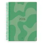 AGENDA SYROS A5 CAPA DURA C/ESPIRAL METAL 150X210 DIARIA COR VERDE 173191 - 2026