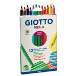LAPIS COR GIOTTO MEGA 225600 CX C/12 - LONGOS 18cm GROSSOS 5,5mm