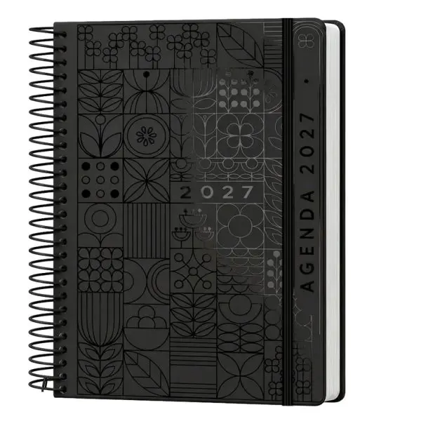 AGENDA SYROS A5 CAPA DURA C/ESPIRAL METAL 150X210 DIARIA COR CINZA ESCURO 175606 - 2027