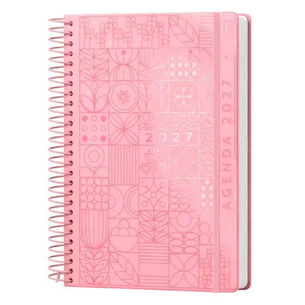AGENDA SYROS A5 CAPA DURA C/ESPIRAL METAL 150X210 DIARIA COR ROSA 175611 - 2027