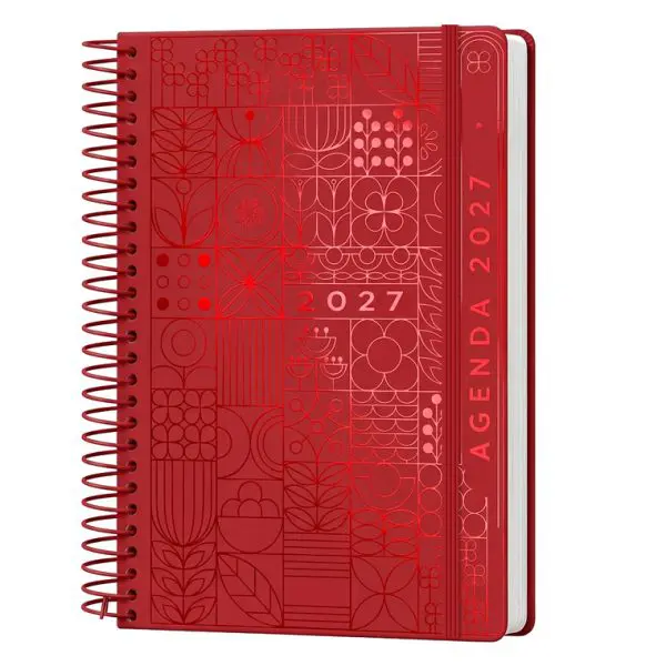 AGENDA SYROS A5 CAPA DURA C/ESPIRAL METAL 150X210 DIARIA COR VERMELHO 175608 - 2027