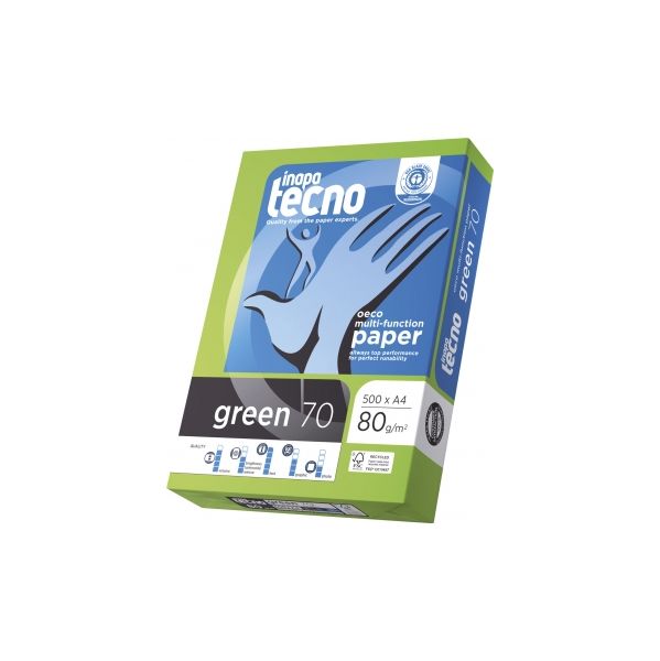 PAPEL RECICLADO TECNO GREEN A4 80gr 72086 Caixa 5x500fl