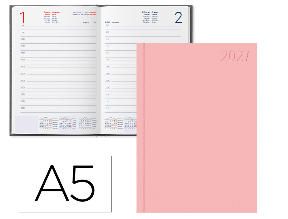 AGENDA A5 - DIARIA 15X21 CORFU ROSA NUDE 175715 - ANO 2027 AGENDA A5 - DIARIA 15X21 CORFU ROSA NUDE 175715 - ANO 2027 - Image 1