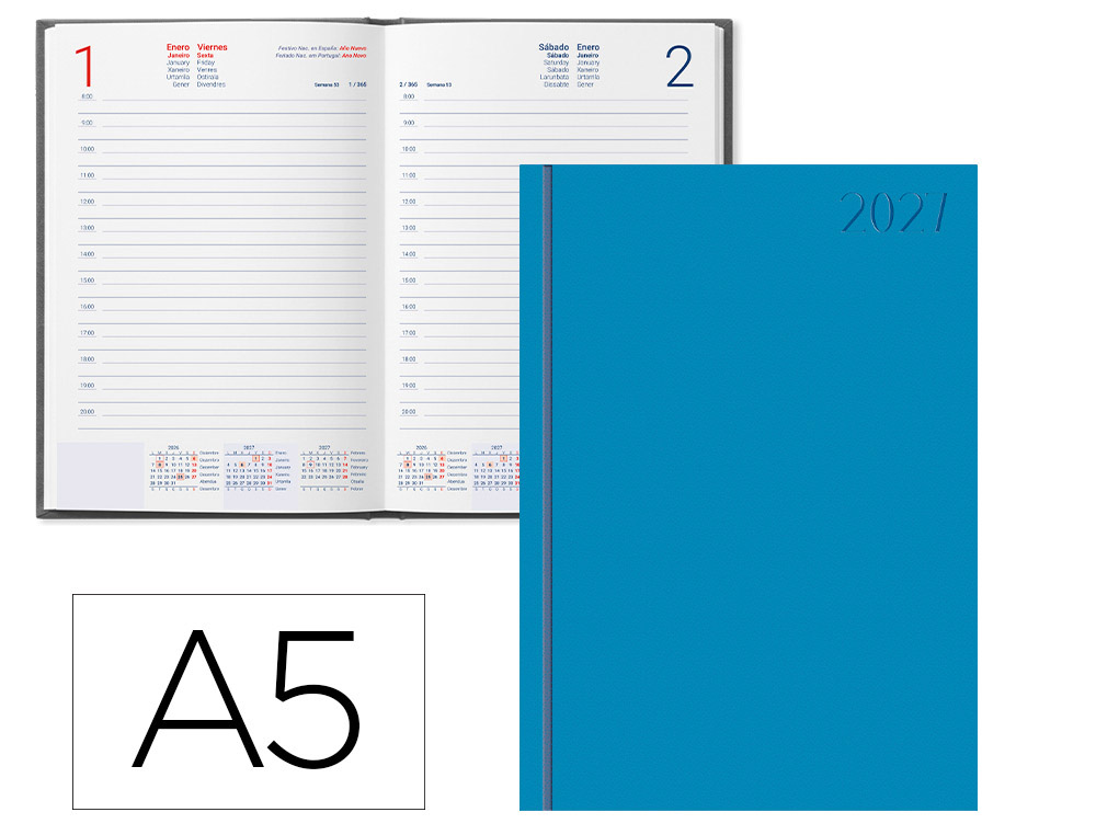 AGENDA A5 - DIARIA 15X21 CORFU AZUL CLARO 175717 - ANO 2027 AGENDA A5 - DIARIA 15X21 CORFU AZUL CLARO 175717 - ANO 2027 - Image 1